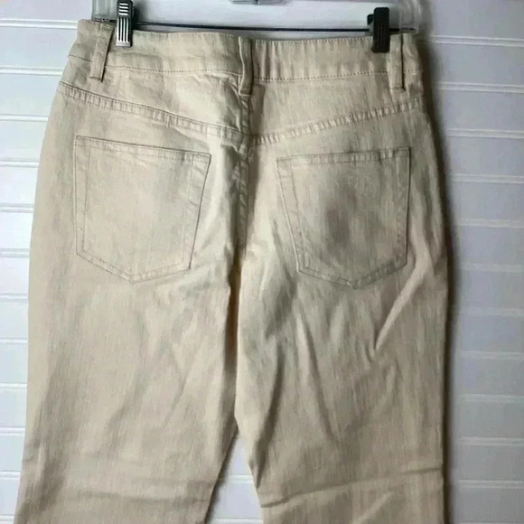 COLDWATER CREEK Pants Beige with Embroidered Blue Painted Florals Size 8 P - Picture 8 of 12